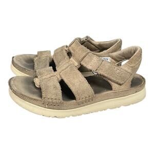 UGG Goldenstar Strap Big Kids Size 13 Light Tan Suede Multiple Strap Adjustable